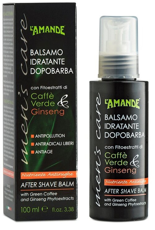 L'amande man's care balsamo dopobarba rinfrescante antirughe senza alcool 100 ml