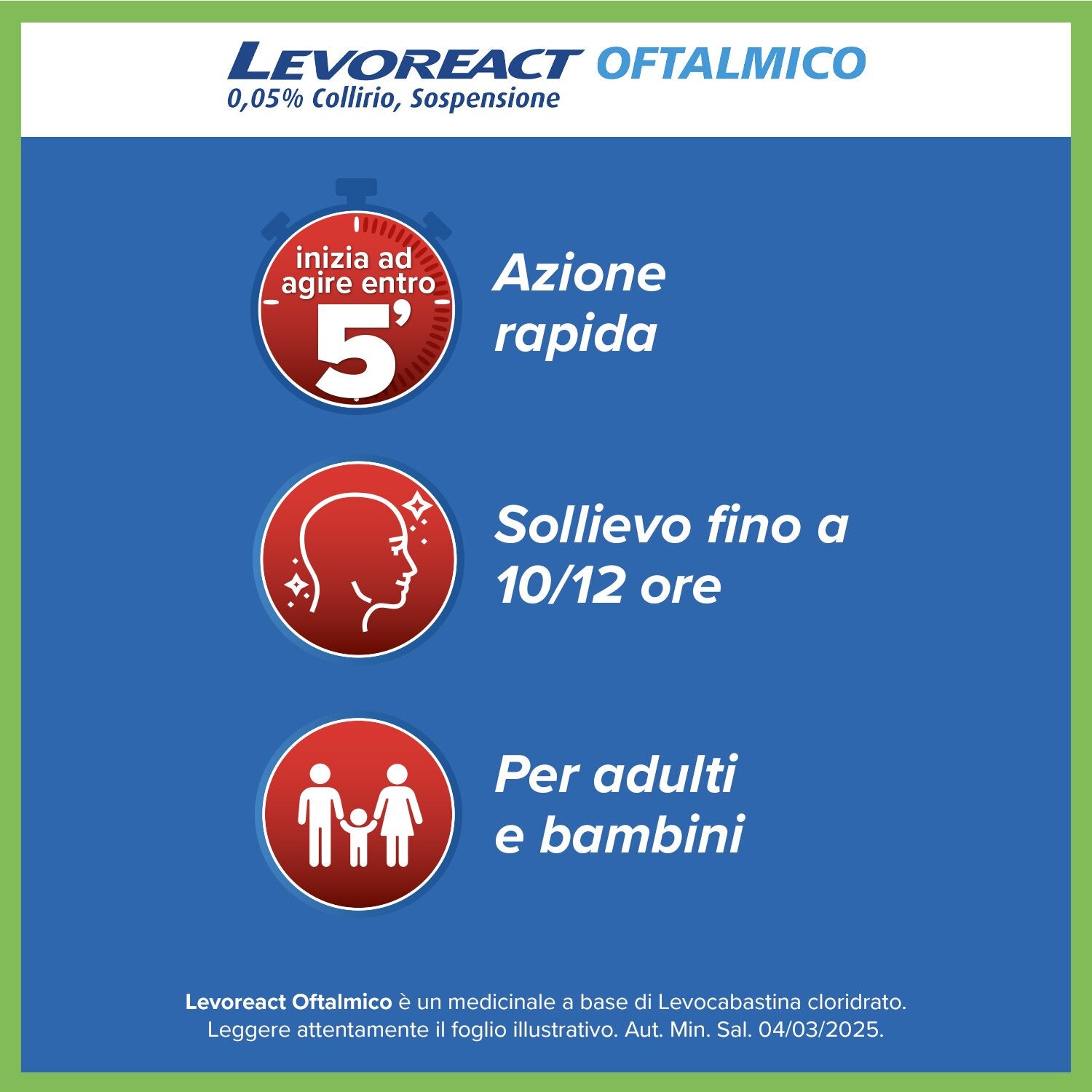 Levoreact Oftalmico 0,5 mg Levocabastina Collirio 4 ml