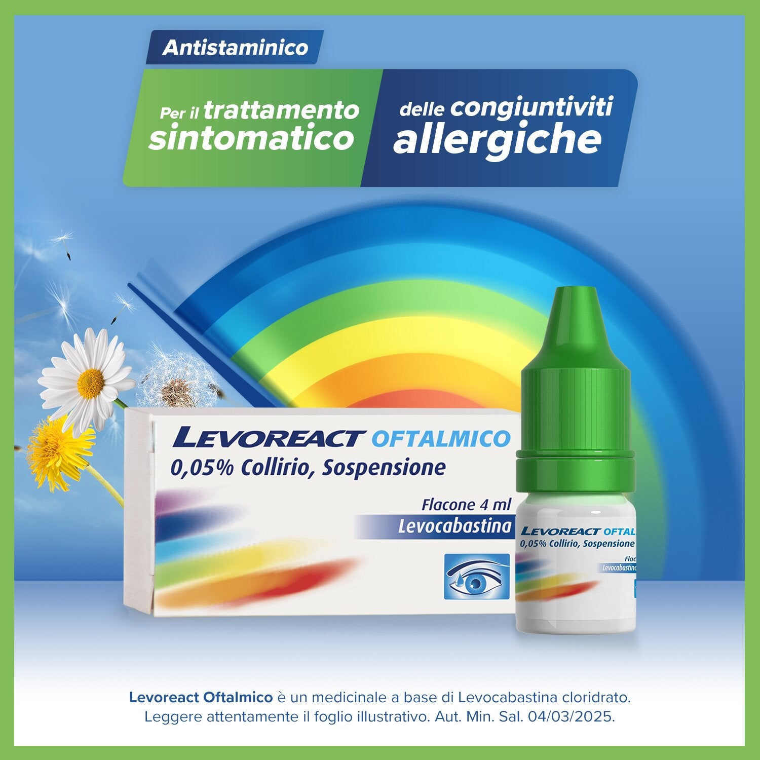 Levoreact Oftalmico 0,5 mg Levocabastina Collirio 4 ml