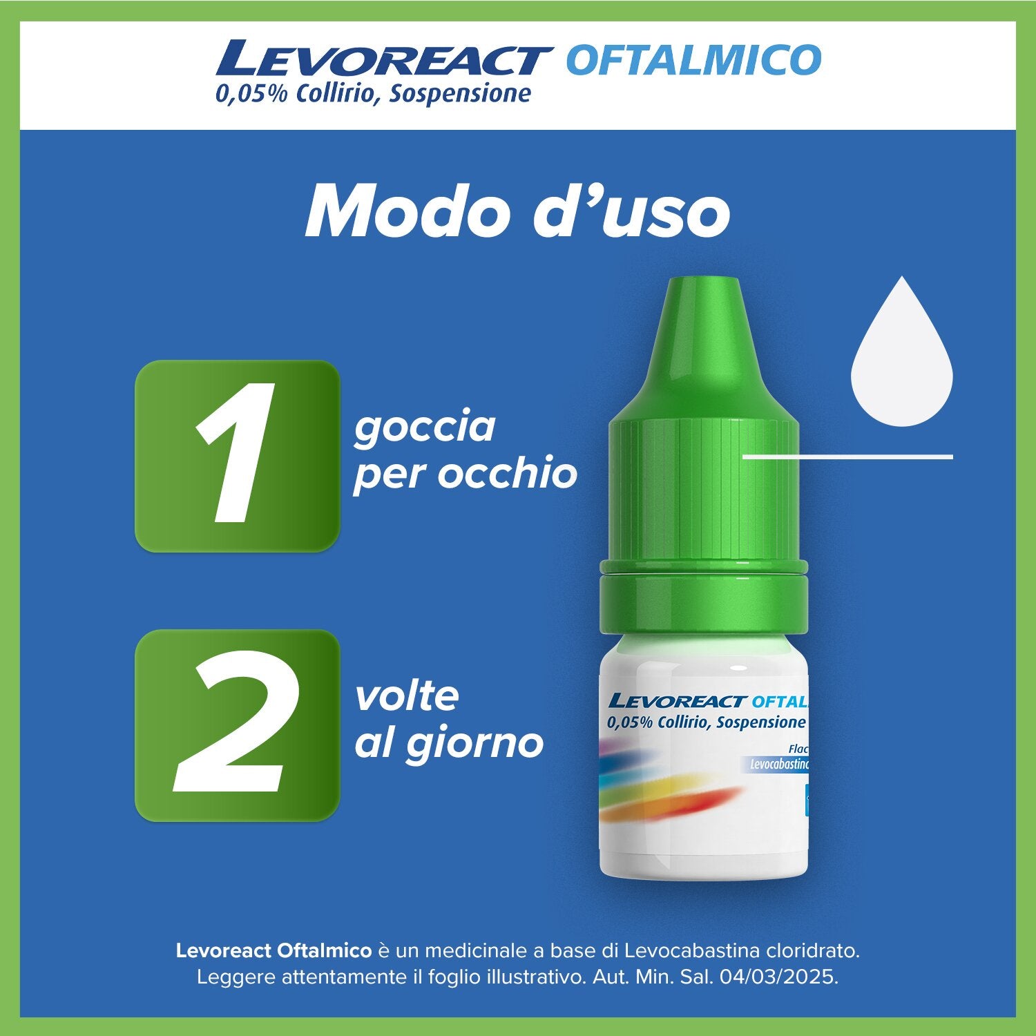 Levoreact Oftalmico 0,5 mg Levocabastina Collirio 4 ml