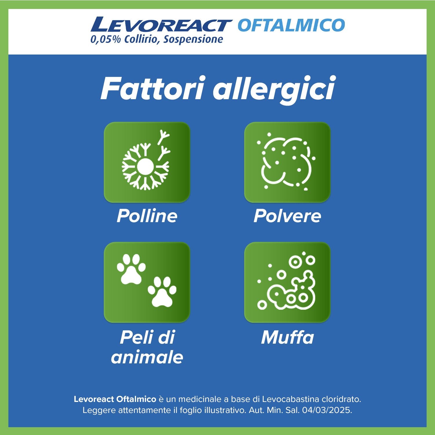 Levoreact Oftalmico 0,5 mg Levocabastina Collirio 4 ml