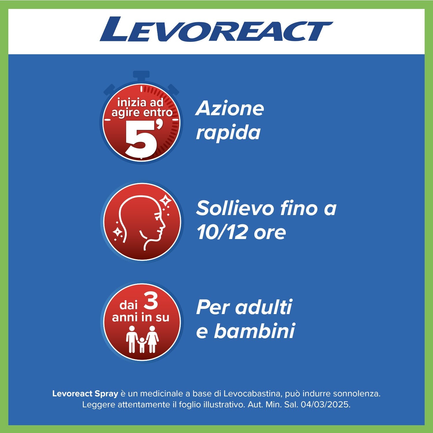 Levoreact Spray Nasale 0,5 mg Levocabastina cloridrato 10 ml