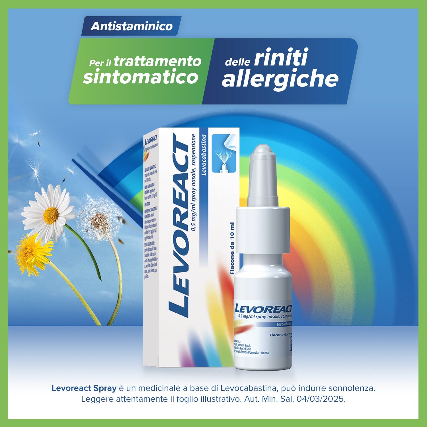 Levoreact Spray Nasale 0,5 mg Levocabastina cloridrato 10 ml