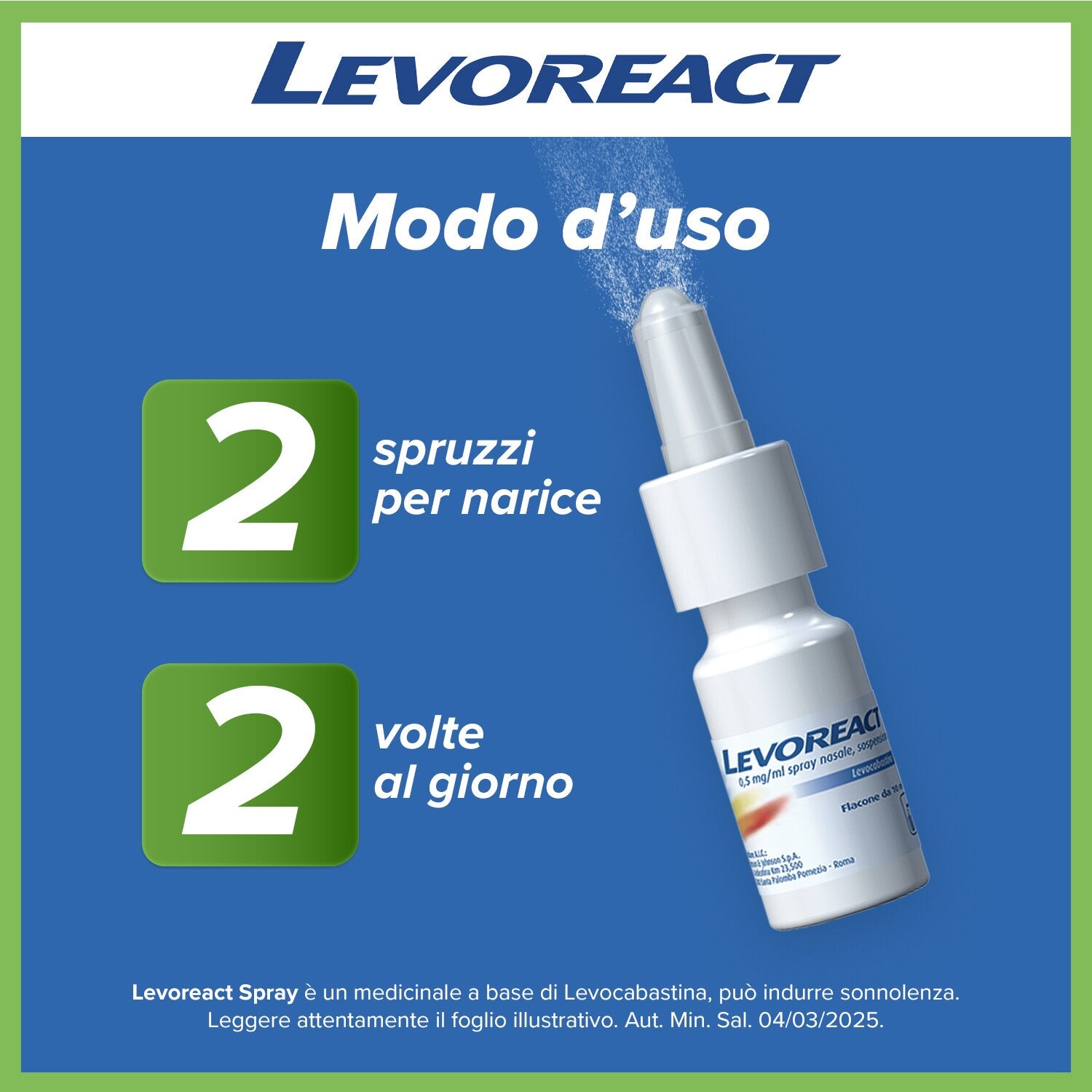 Levoreact Spray Nasale 0,5 mg Levocabastina cloridrato 10 ml