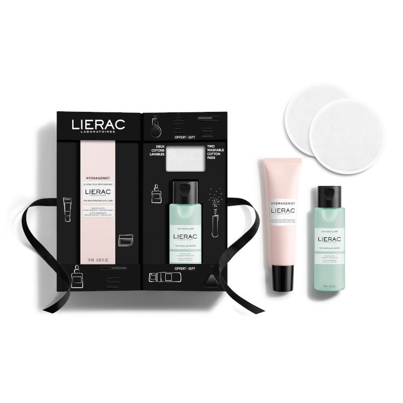 Lierac cofanetto hydragenist trattamento occhi reidratante illuminante +  acqua micellare struccante