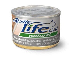 Life pet care cibo umido tonno alicette e surimi per gatti adulti 150g