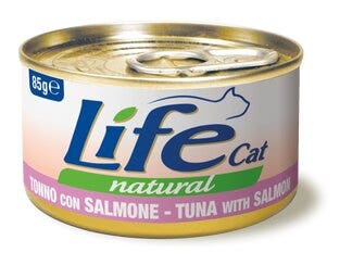 Life pet care cibo umido tonno e salmone per gatti adulti 85g