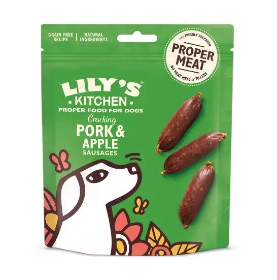 Lily's kitchen cracking pork & apple sausages snacks dog 70g