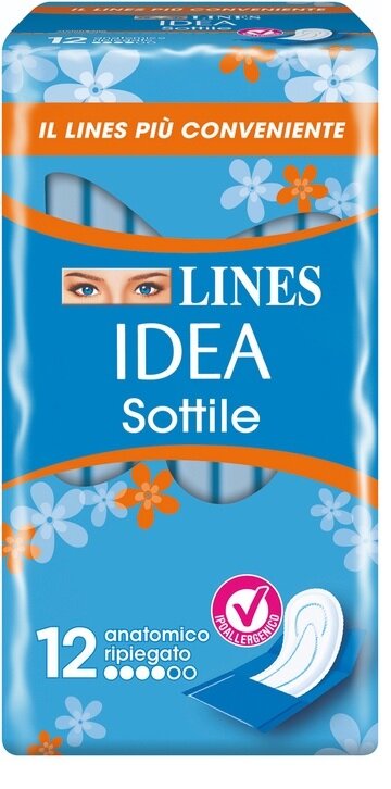 Lines idea sottile con ali ripiegato 12 assorbenti