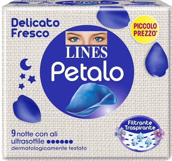 Lines petalo blu assorbente notte 9 pezzi