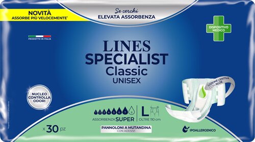 Lines specialist classic super pannolone a mutanda grande 30 pezzi