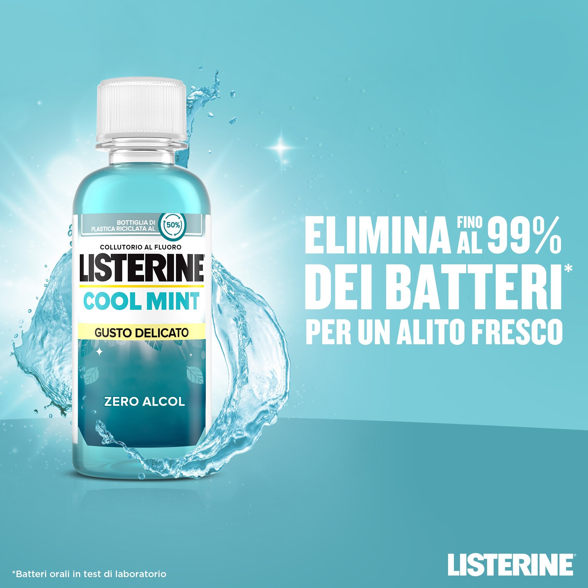 Listerine Collutorio Cool Mint Zero Alcol Gusto Delicato 95 ml