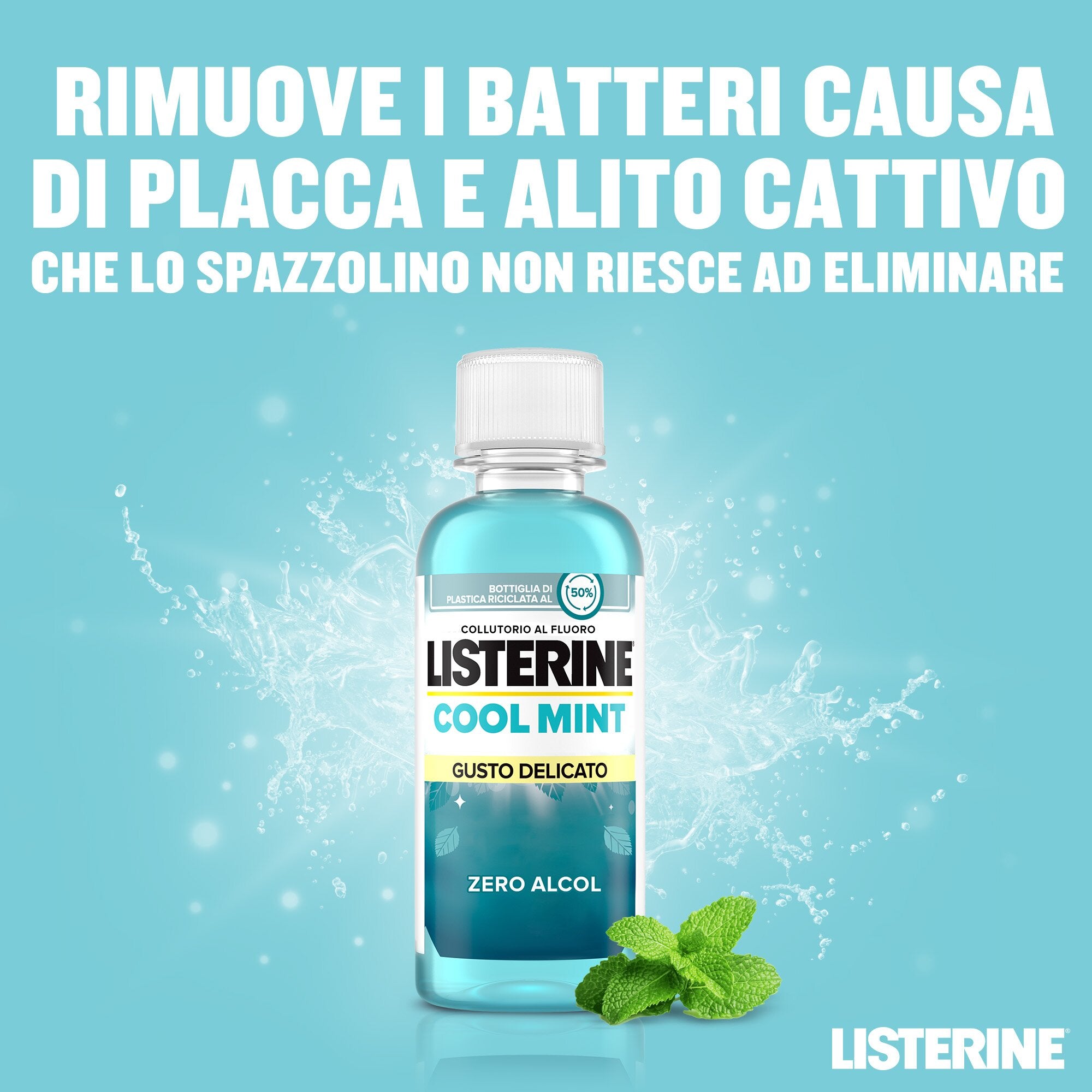 Listerine Collutorio Cool Mint Zero Alcol Gusto Delicato 95 ml