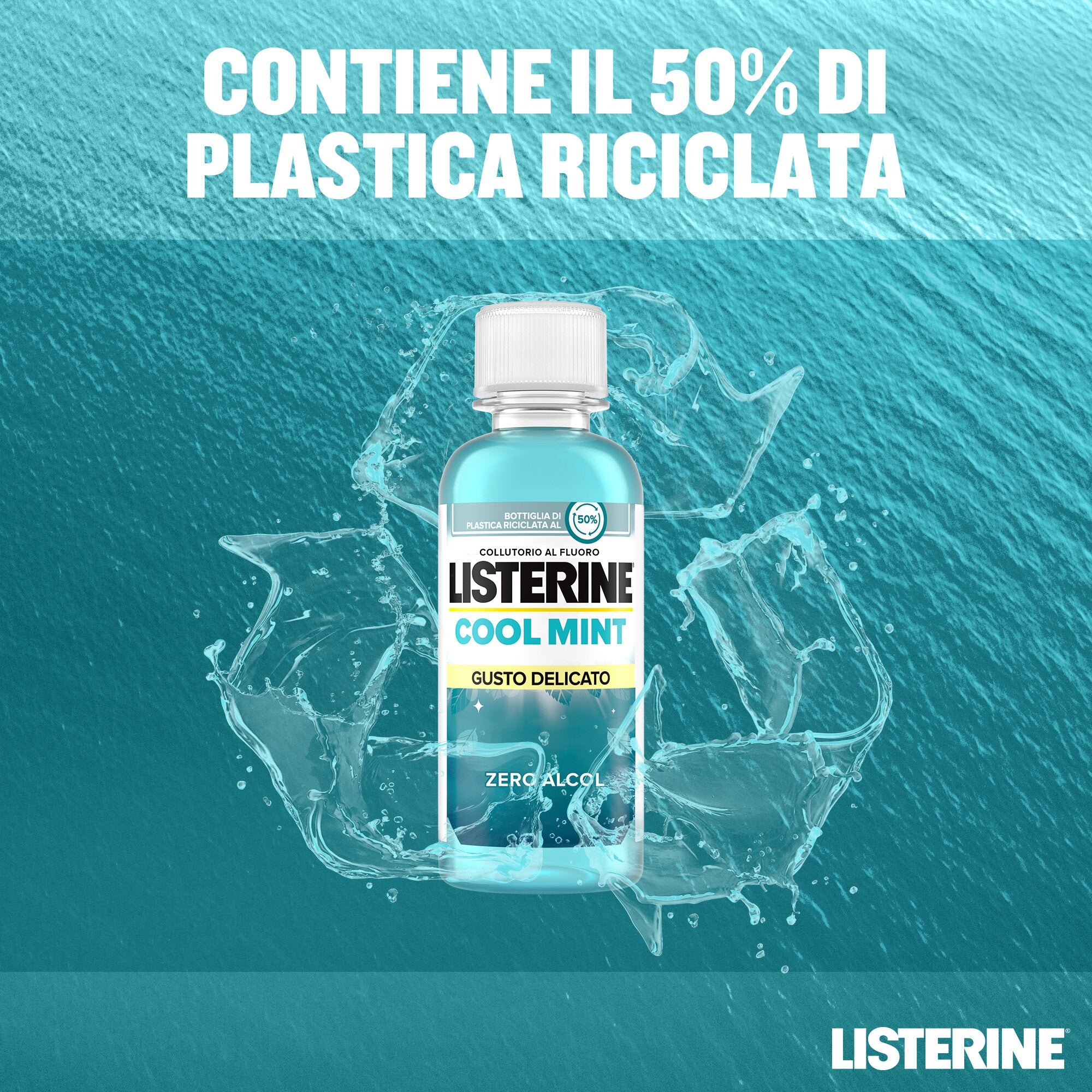 Listerine Collutorio Cool Mint Zero Alcol Gusto Delicato 95 ml