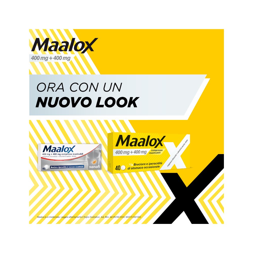 Maalox compresse masticabili 40 antiacido 400 mg + 400 mg