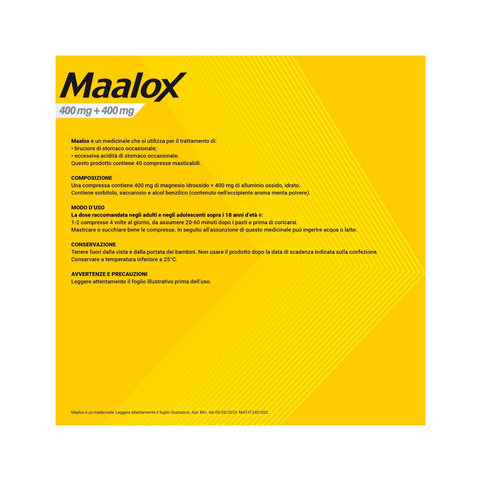 Maalox compresse masticabili 40 antiacido 400 mg + 400 mg