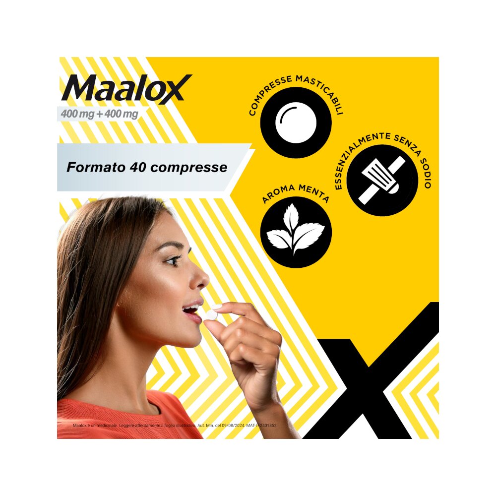Maalox compresse masticabili 40 antiacido 400 mg + 400 mg