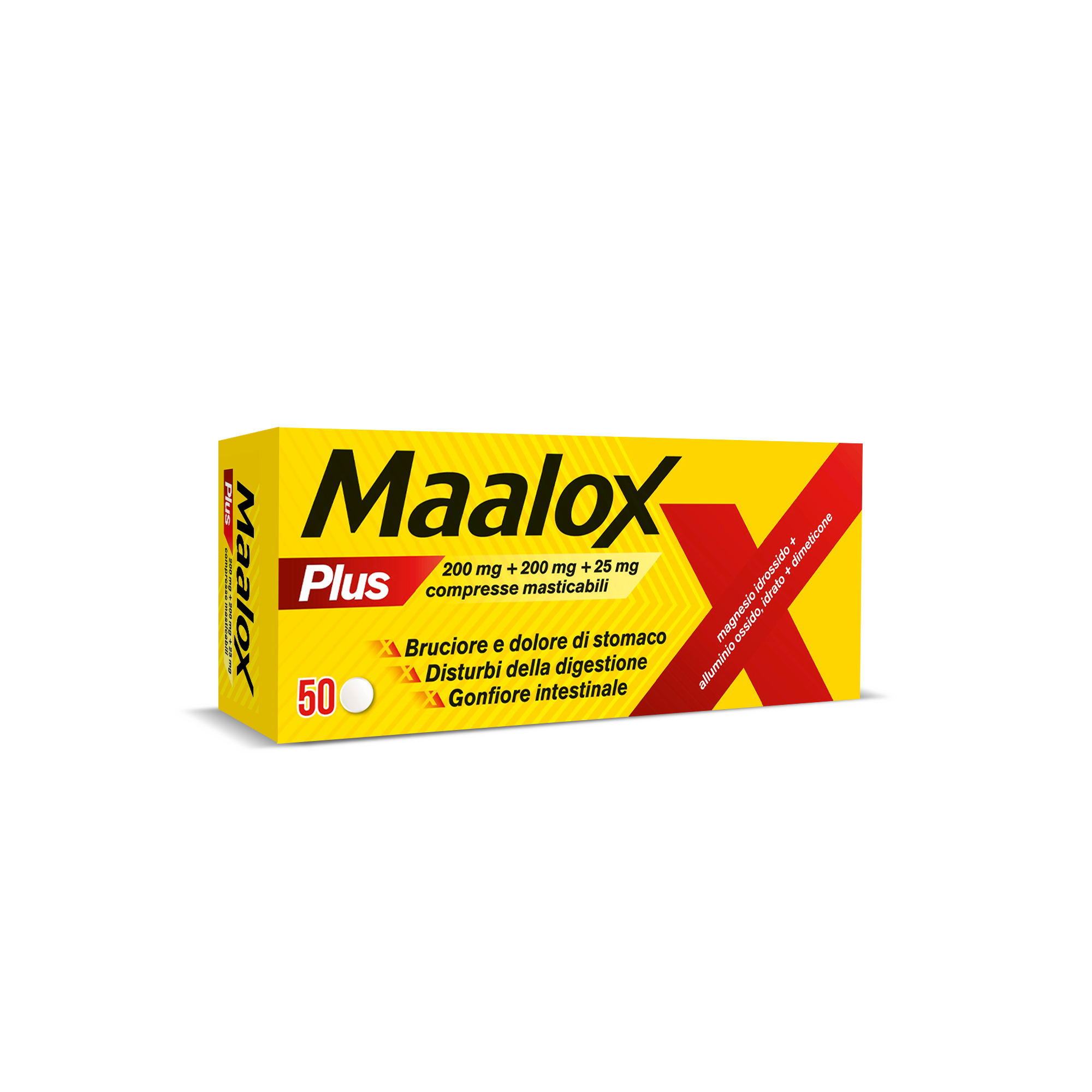 Maalox Plus 50 Compresse Masticabili Antiacido Antigonfiore