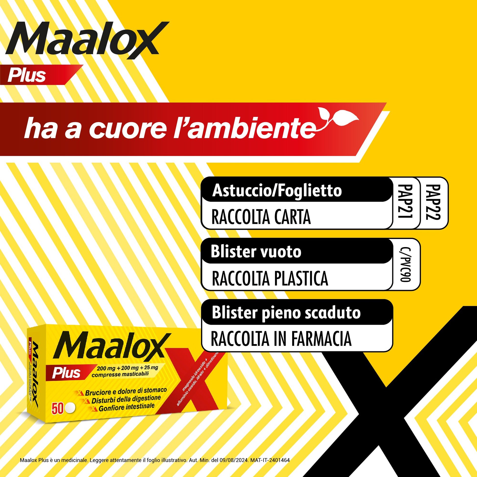 Maalox Plus Azione Rapida Contro Bruciore e Acidità di Stomaco 50 cpr