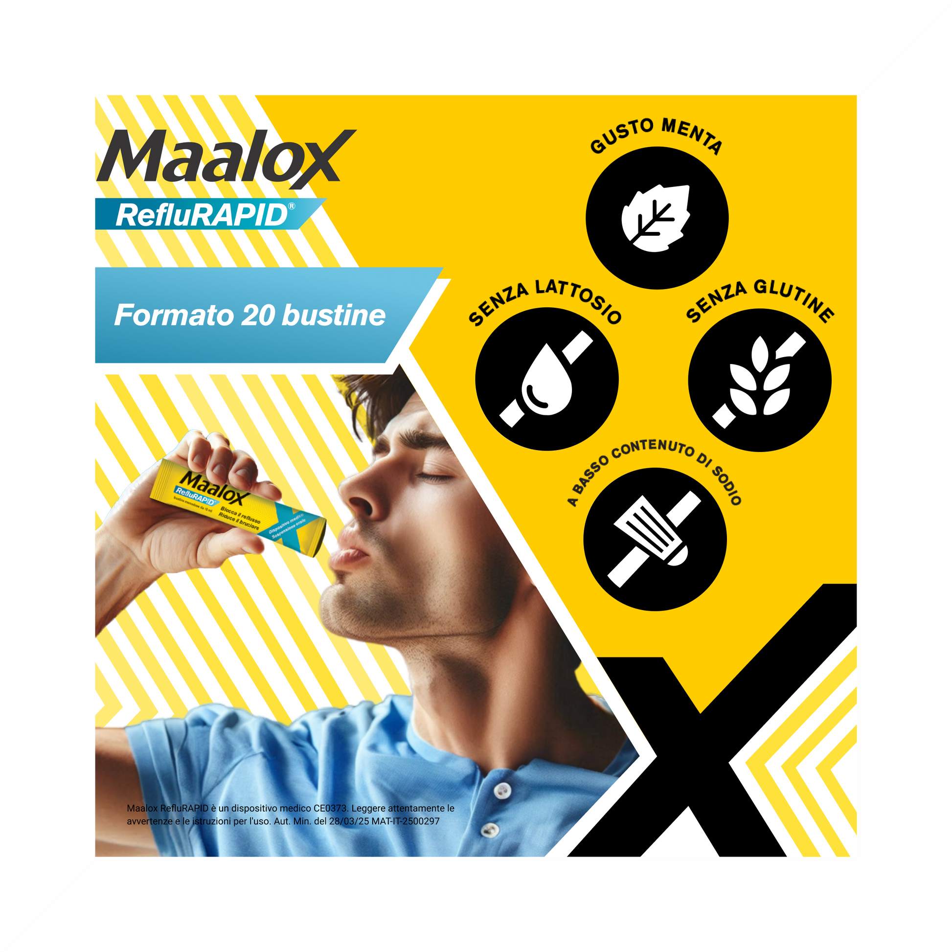 Maalox Reflurapid Blocca il Reflusso Riduce il Bruciore 20 Bustine