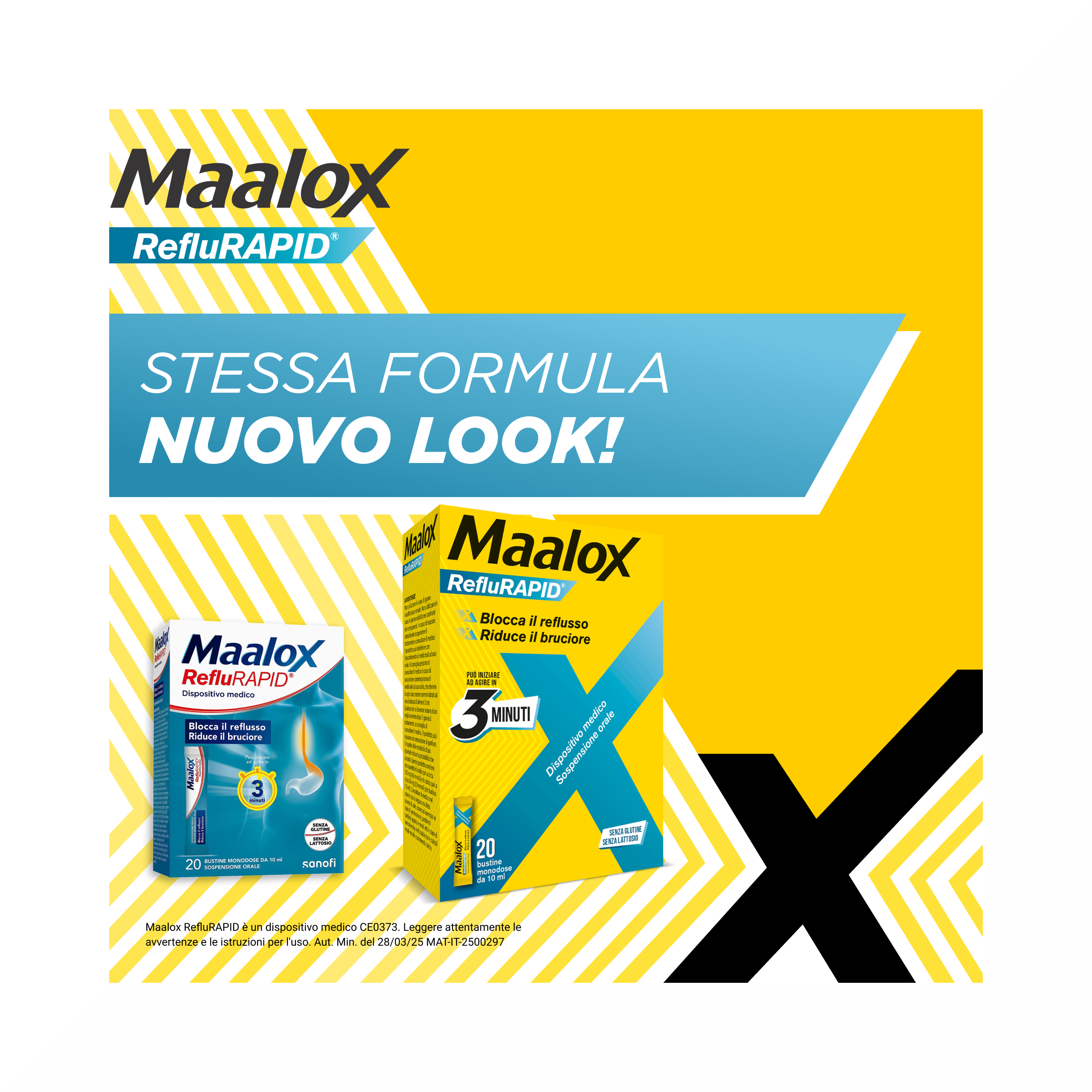 Maalox Reflurapid Blocca il Reflusso Riduce il Bruciore 20 Bustine