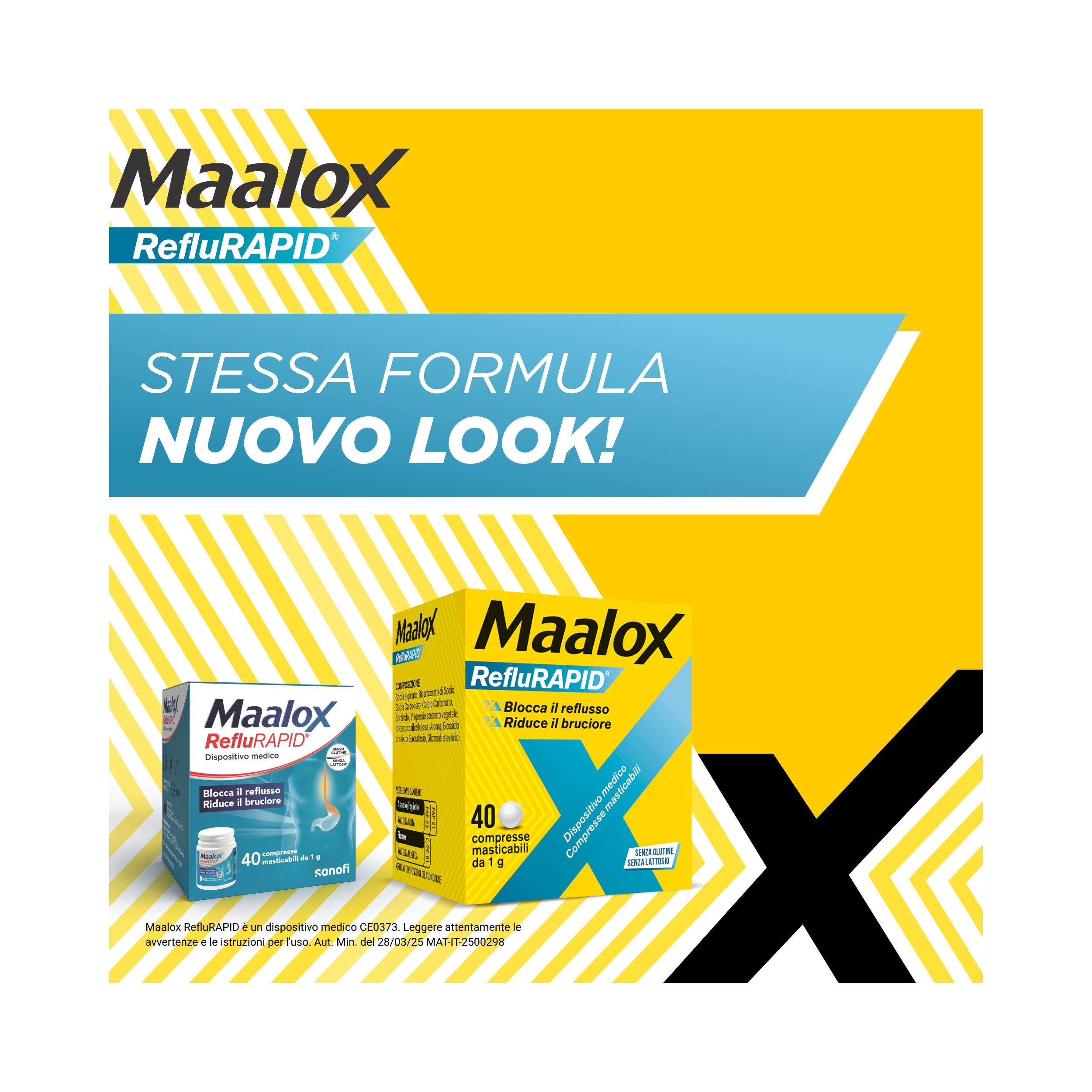 Maalox Reflurapid Blocca il Reflusso Riduce il Bruciore 40 Compresse