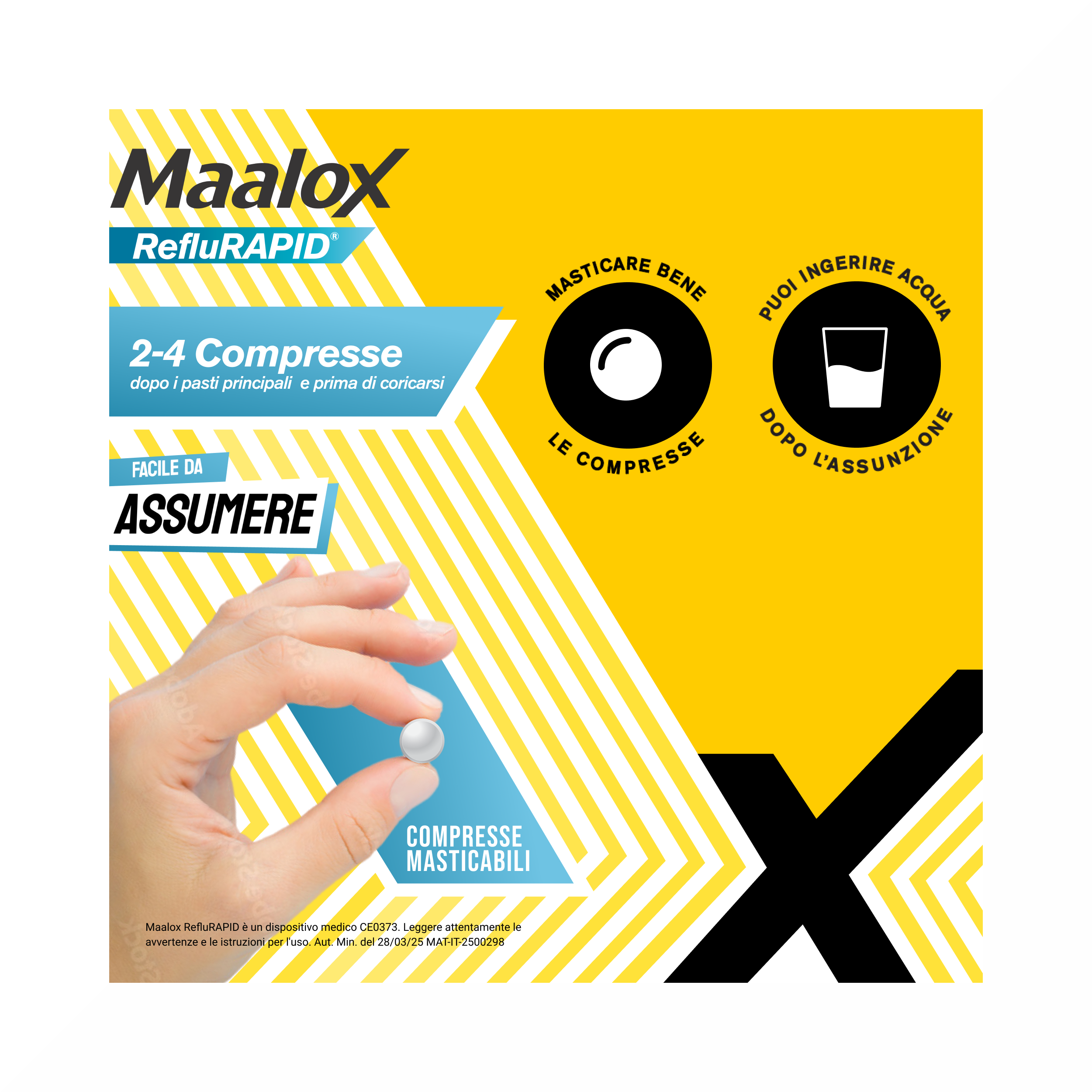 Maalox Reflurapid Blocca il Reflusso Riduce il Bruciore 40 Compresse