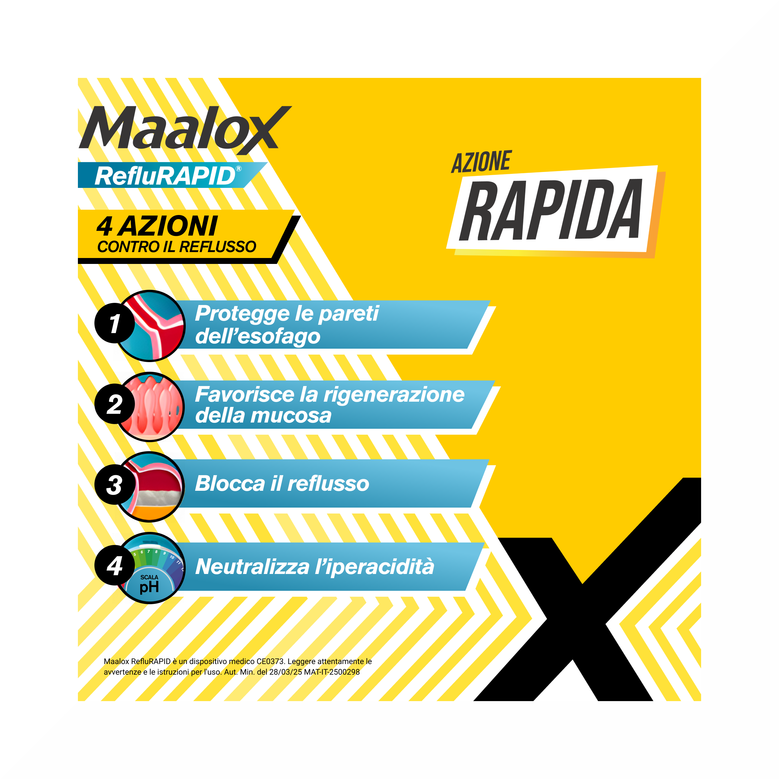 Maalox Reflurapid Blocca il Reflusso Riduce il Bruciore 40 Compresse