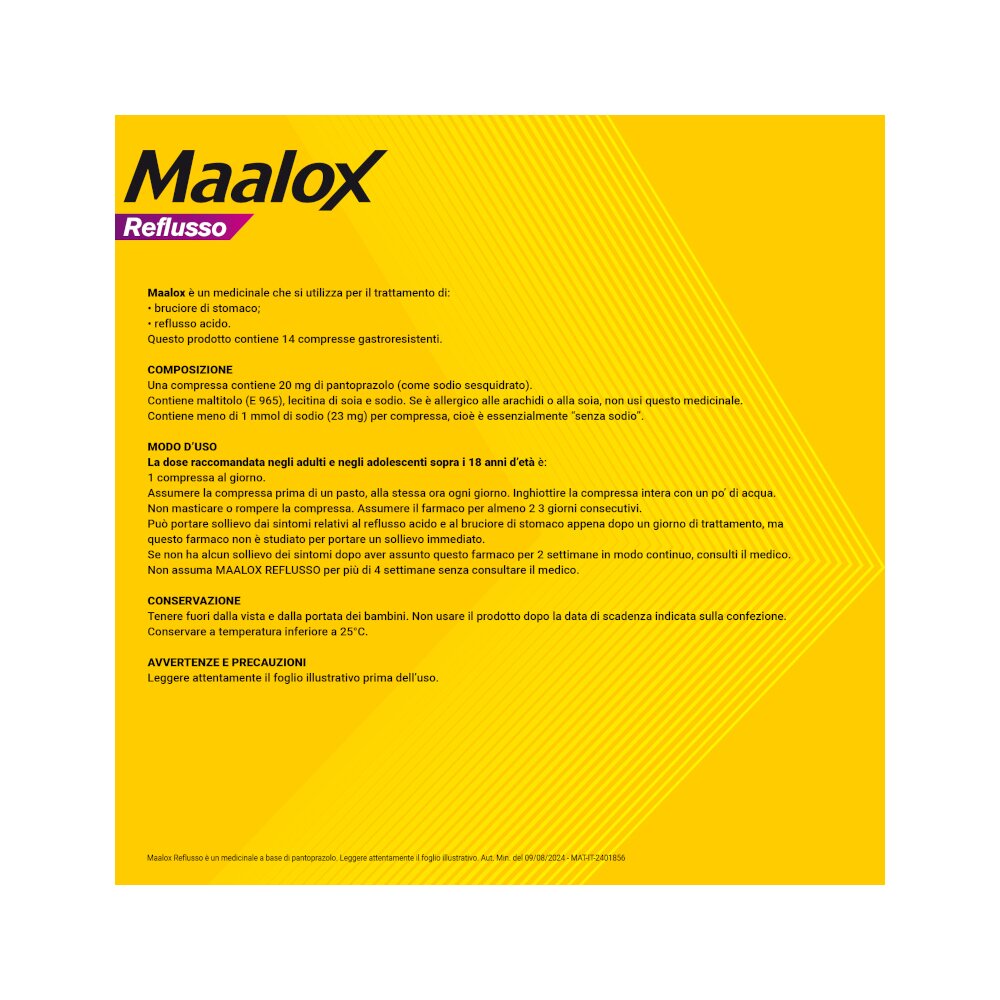Maalox Reflusso 20 mg Pantoprazolo 14 Compresse