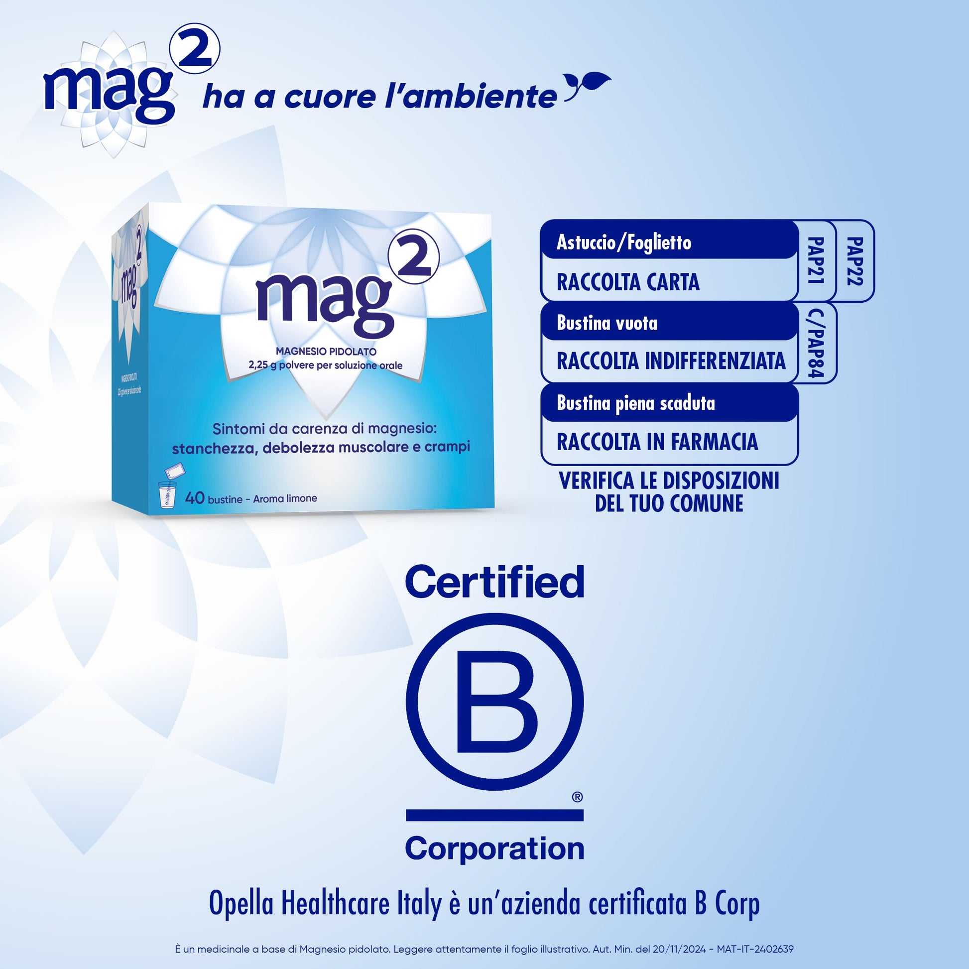 Mag2 Granulato 2,25g Magnesio Pidolato 40 Bustine
