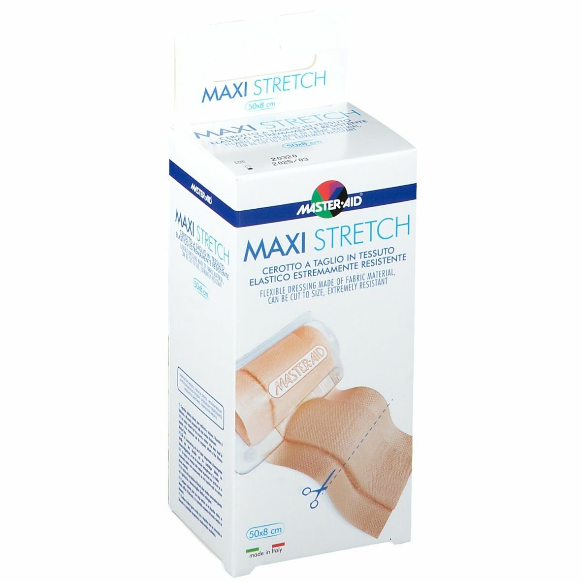 Master-aid stretch cerotto a taglio in tessuto elastico resistente 50 x 8 cm