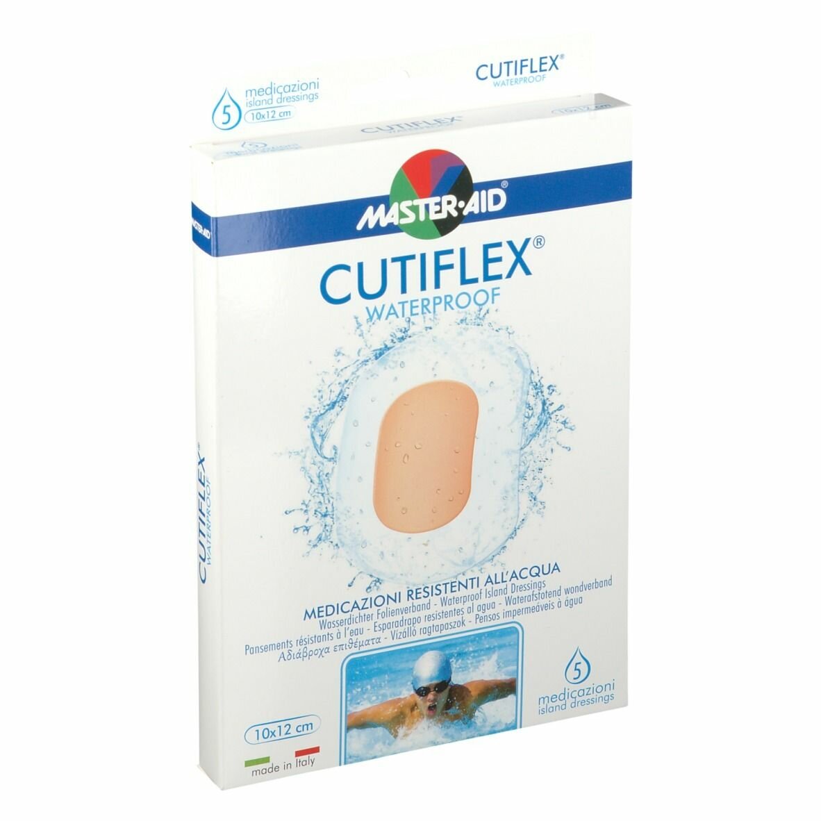 Medicazione autoadesiva trasparente impermeabile master-aidcutiflex 10x12 5 pezzi