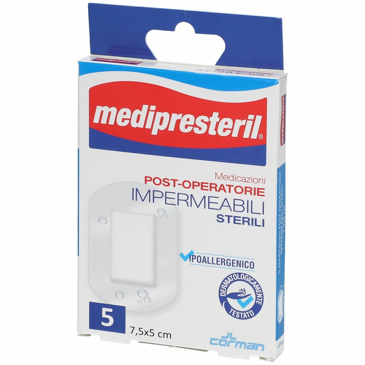 Medicazione medipresteril post operatoria impermeabile sterile 7,5x5cm 5 pezzi