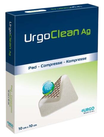 Urgotul medicazione tnt assorbente gelificante urgoclean ag/silver 10x10cm 5 pezzi