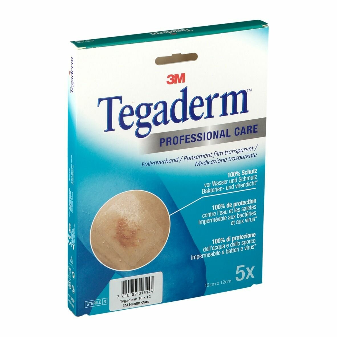 Medicazione trasparente sterile semipermeabile in poliuretano tegaderm film cm10x12 5 pezzi