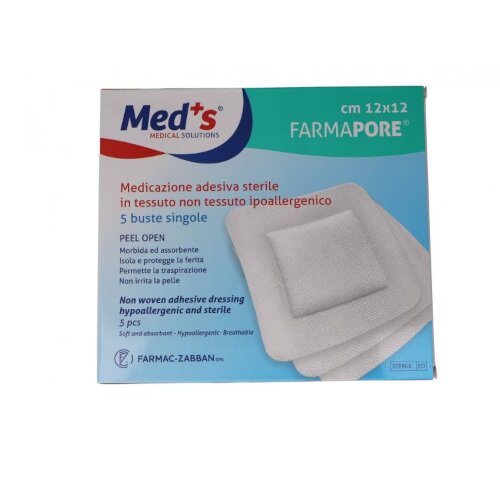 Meds farmapore medicazione adesiva sterile cm12x12 astuccio5 pezzi