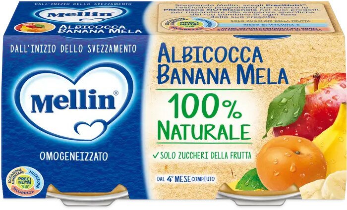 Mellin omogeneizzato albicocca banana mela 100 g 2 pezzi