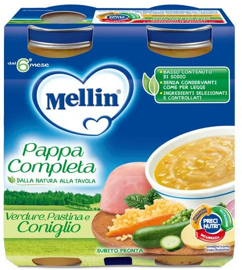Mellin pappa completa coniglio 250 g 2 pezzi