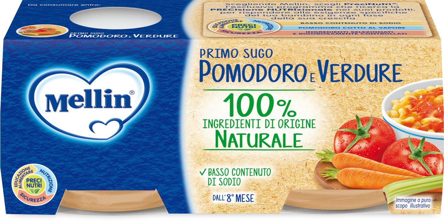 Mellin primo sugo pomodoro e verdure 2 vasetti da 80 g