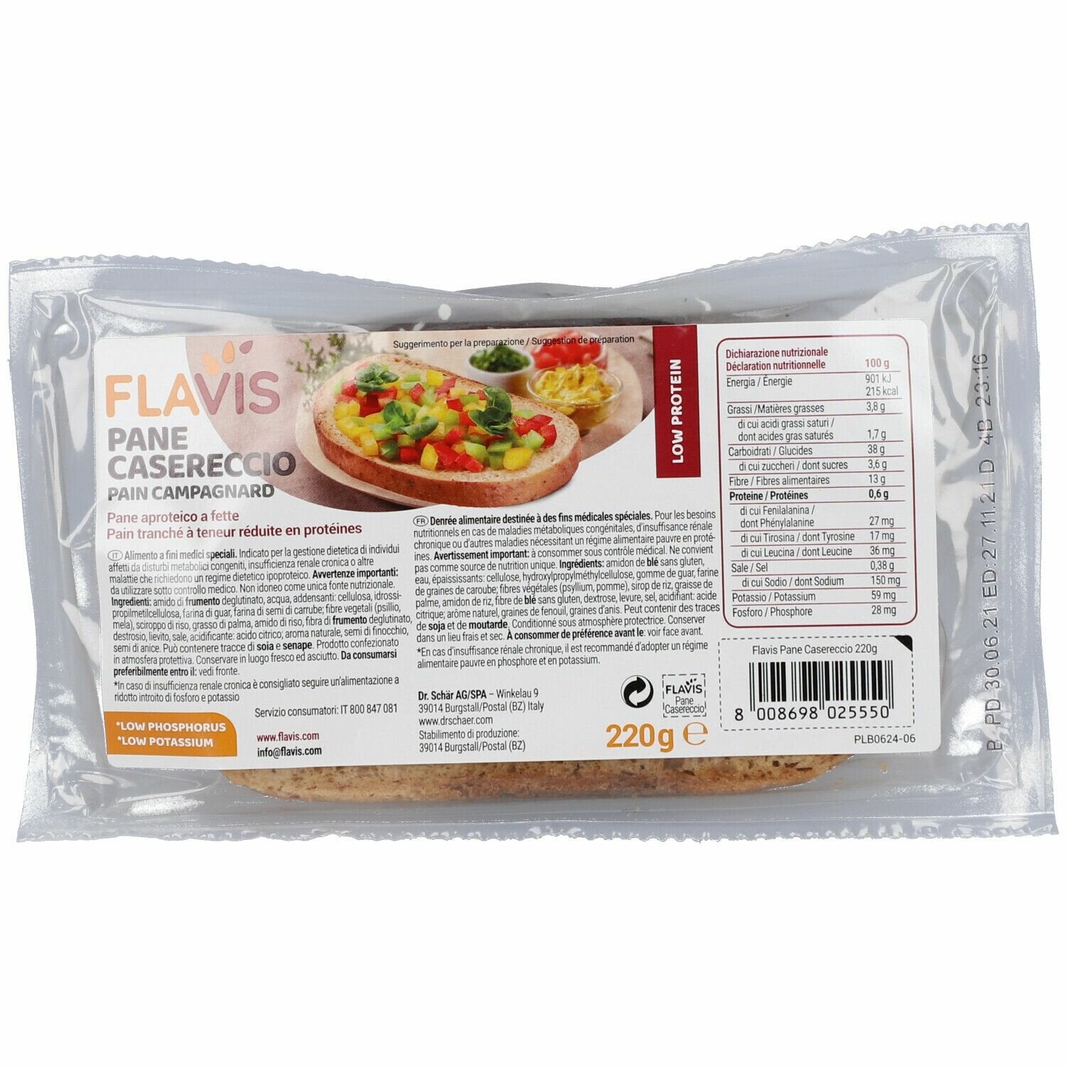 Mevalia Flavis Pane Casereccio Ipoproteico 220 g