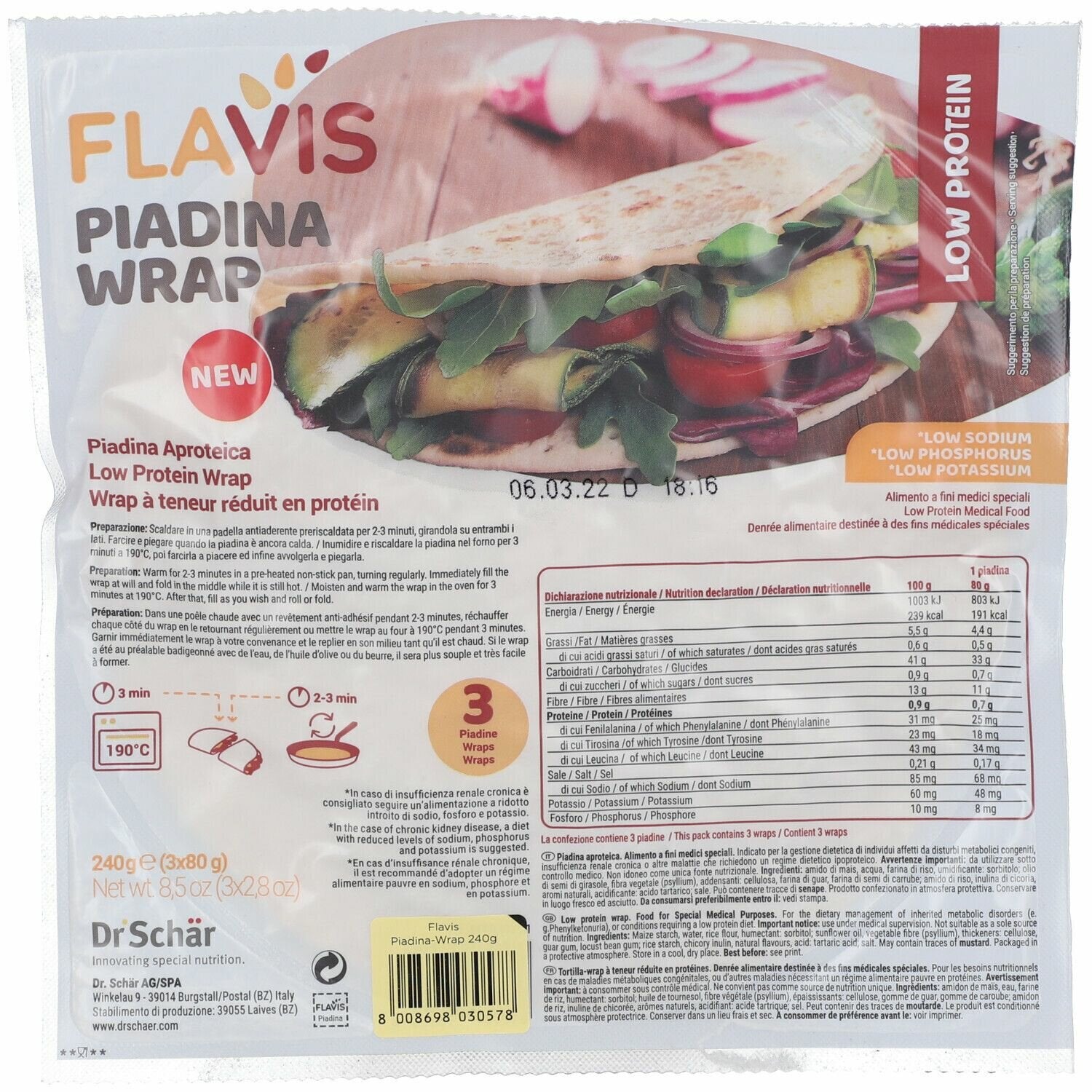 Mevalia flavis piadina 240 g
