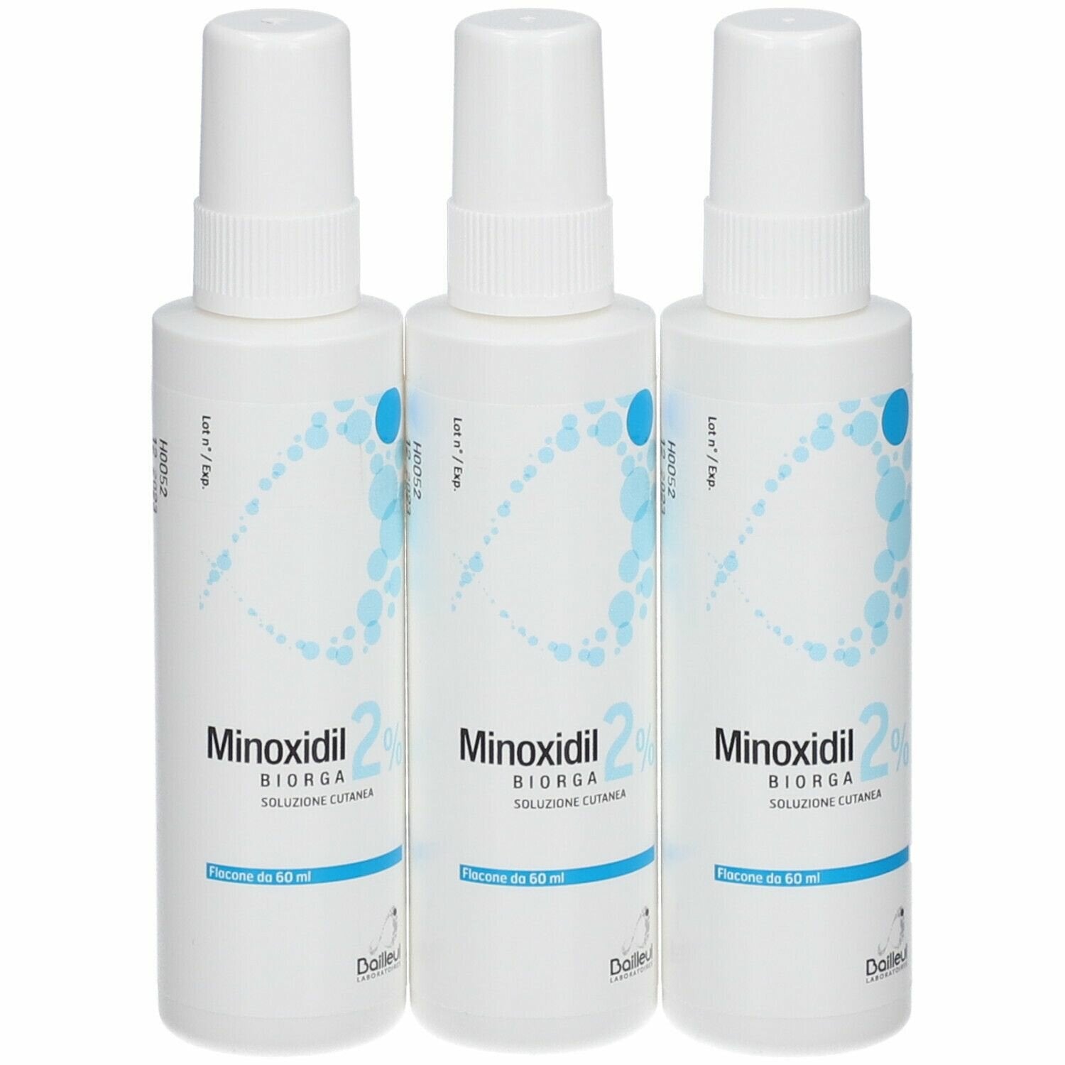 Minoxidil 2% biorga soluzione cutanea 3 flaconi 60 ml