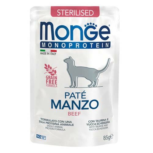 Monge Cat Adult Sterilised Monoprotein Paté Manzo Bustina 85g 
