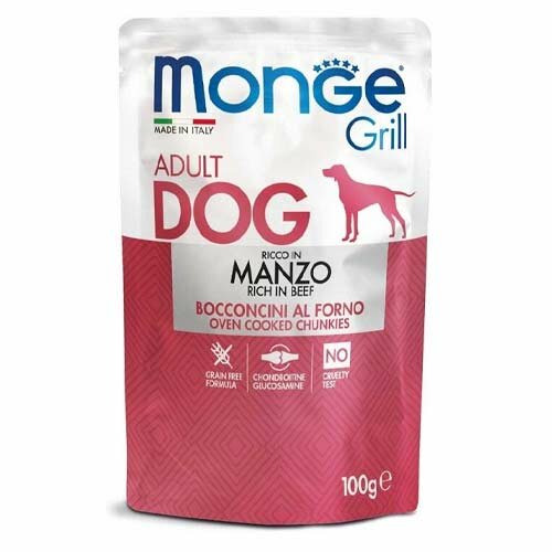 Monge Grill Cane Adulto Cibo Umido Ricco di Manzo 100g