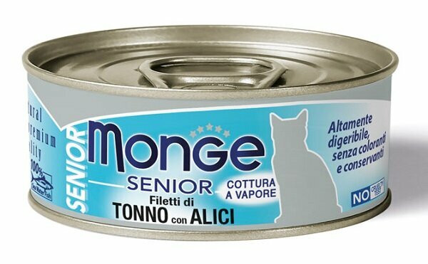 Monge Quality Senior Natural Cat Filetti di Tonno e Alici 80g