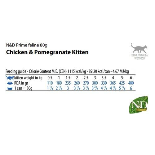 N&D Prime Mangime Gattini Umido Gusto Pollo e Melograno 80g