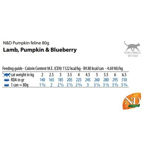 N&D Pumpkin Mangime Gatti Umido Gusto Agnello Zucca Mirtillo 80g