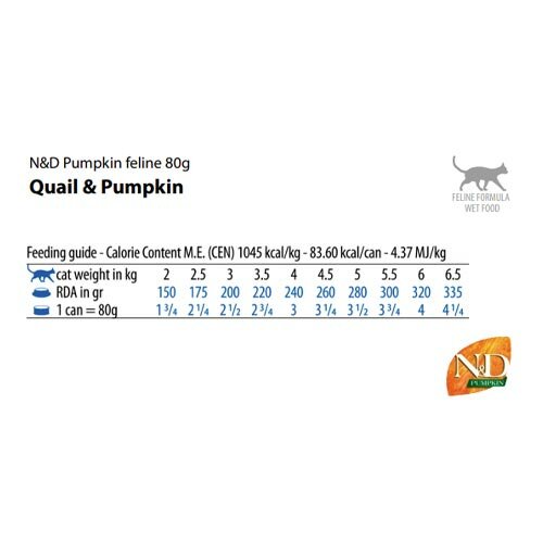 N&D Pumpkin Mangime Gatti Umido Gusto Quaglia e Zucca 80g