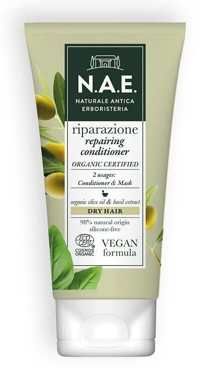 Nae maschera capelli ristrutturante capelli secchi riparazione balsamo olio oliva biologico basilico formula vegana 150 ml