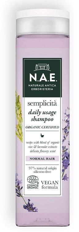 Nae shampoo quotidiano semplicita' capelli normali riso lavanda biologici formula vegana 250 ml